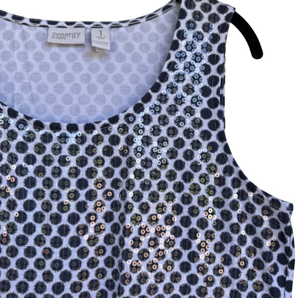 Chico's Zenergy Polkadot Sequins Tank Top 1 US M Stretchy Career Base Layer - Picture 9 of 10